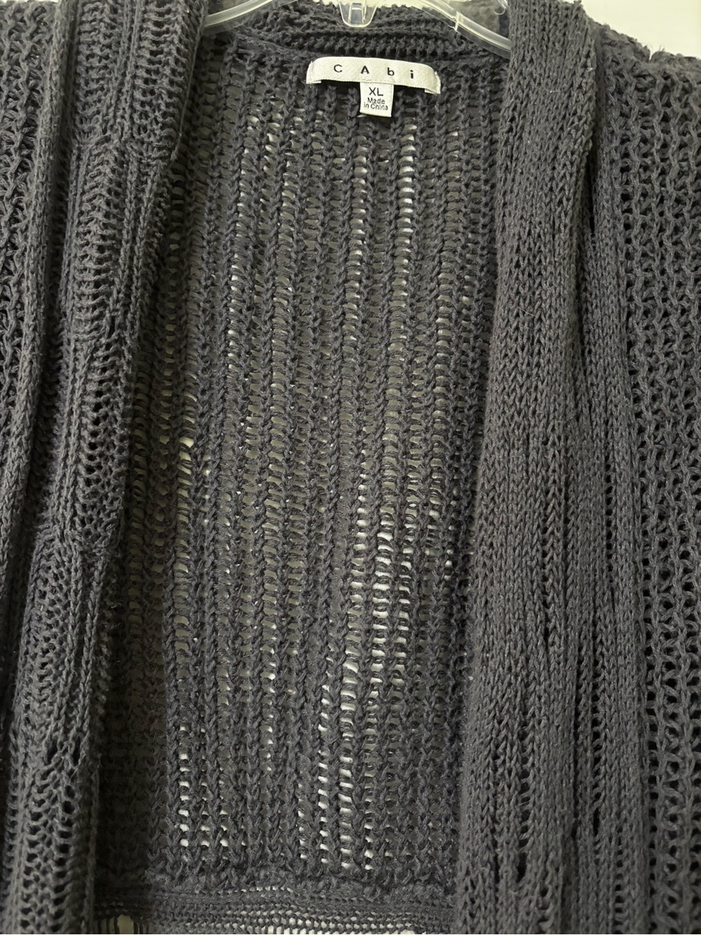 CAbi Vintage Blue-Gray Short-Sleeve Open Knit Cardigan.  Cottage Cardigan. XL - Picture 3 of 5